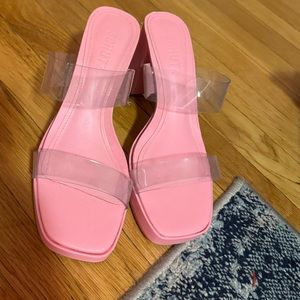 SCHUTZ Pink Sandals with Clear Straps